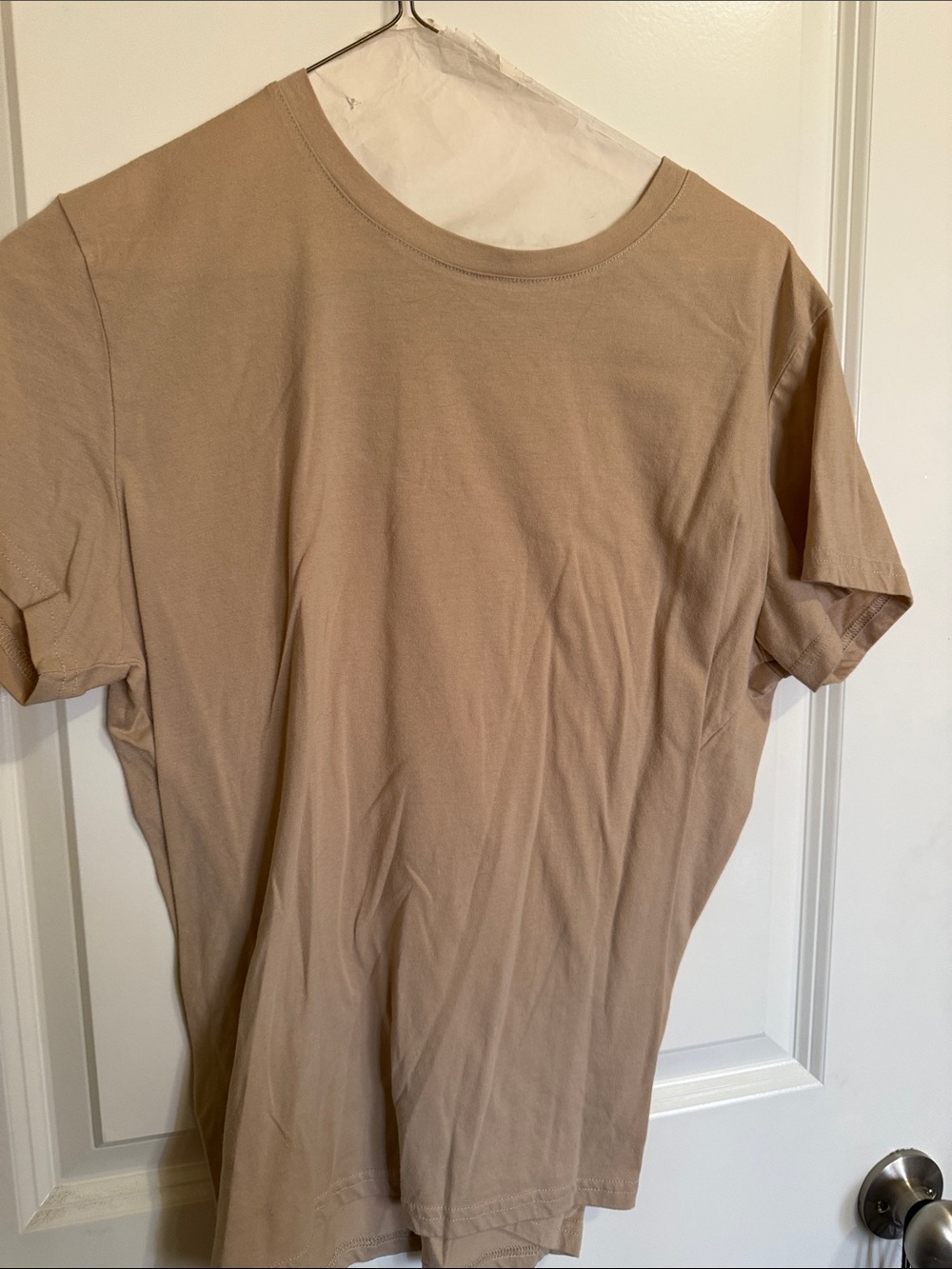 SHEIN Women's Short Sleeve Crew Neck Tee in Tan